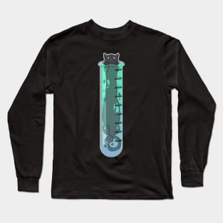 Space Cat - Alien in Test Tube Green Long Sleeve T-Shirt